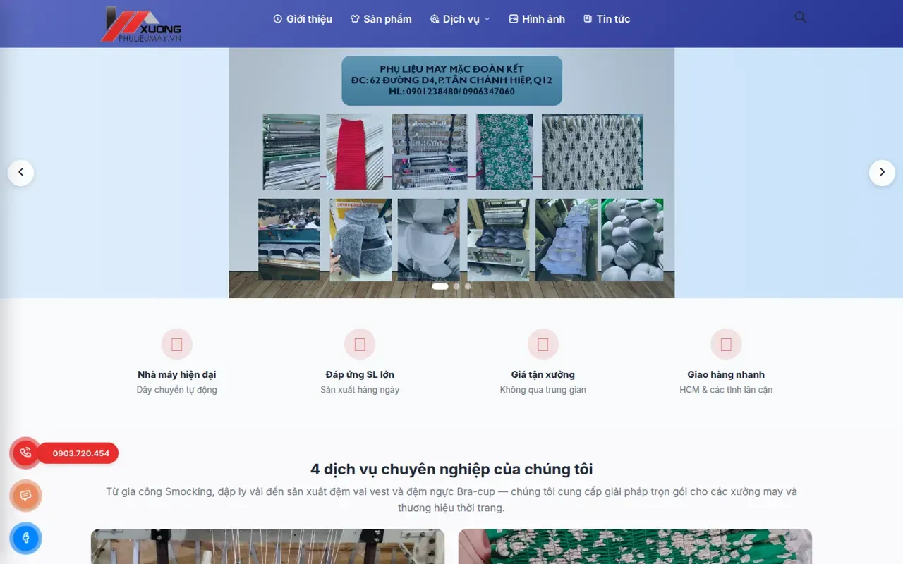 Website Xưởng Phụ Liệu May Mặc Sài Gòn
